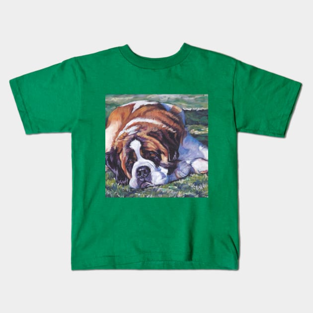 Saint Bernard Fine Art Painting Kids T-Shirt by LASHEPARD